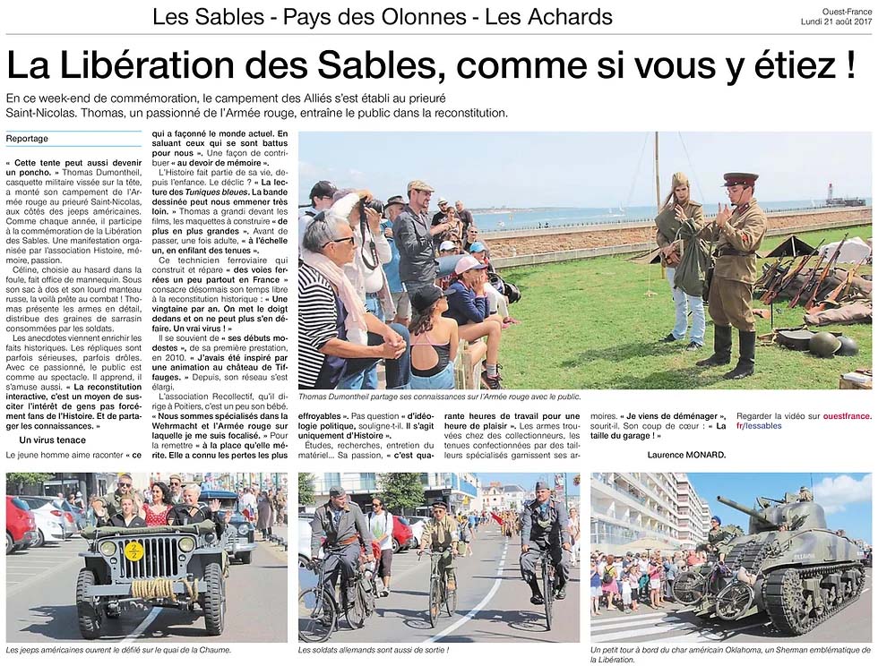 Article Ouest France - 21 août 2017